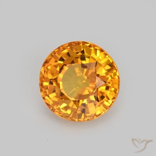 Zaffiro Arancio intenso-OroG naturale da 1.08 ct, Rotondo, VVS-VS