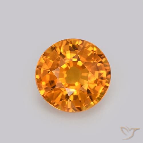 0.99ct Naturale Arancio intenso-OroG Zaffiro, Rotondo, VVS