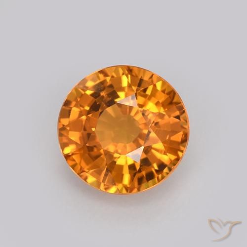 Zaffiro Arancio intenso-OroG naturale da 0.99 ct, Rotondo, VVS