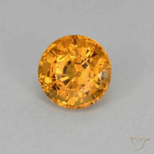 Zaffiro Arancio intenso-OroG naturale da 1.00 ct, Rotondo, VVS
