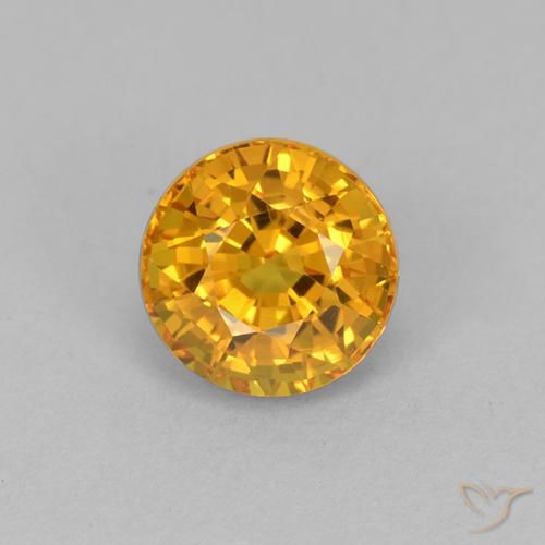 1.02ct Naturale Arancio Dorato Profondo Zaffiro, Rotondo, VVS