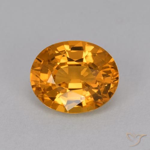 Zaffiro Arancio intenso-OroG naturale da 1.14 ct, Ovale, VVS