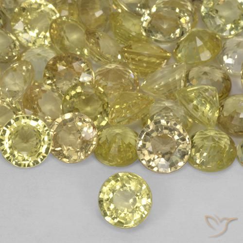 Zaffiro Giallo pallido naturale da 0.40 ct, Rotondo, VS