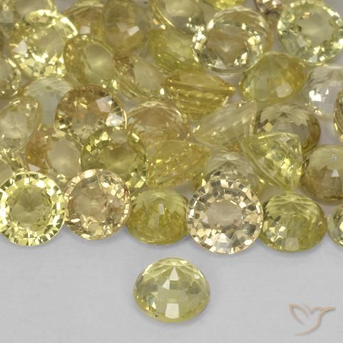 Zaffiro Giallo pallido naturale da 0.40 ct, Rotondo, VS