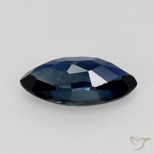 Zaffiro Blu scuro naturale da 0.75 ct, Taglio marquise, VVS-VS