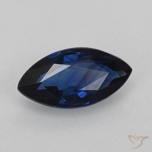 Zaffiro Blu scuro naturale da 0.80 ct, Taglio marquise, VVS-VS