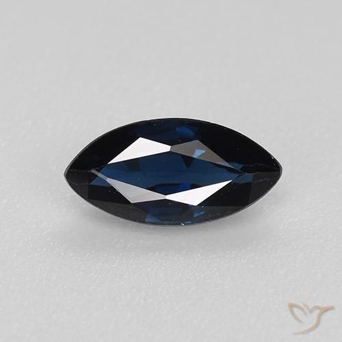 Zaffiro Blu scuro naturale da 0.73 ct, Taglio marquise, VVS-VS
