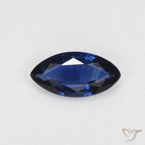 Zaffiro Blu navy naturale da 0.60 ct, Taglio marquise, VVS-VS