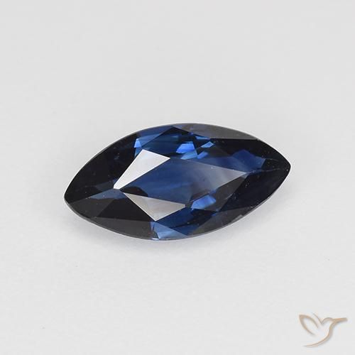 Zaffiro Blu scuro naturale da 0.69 ct, Taglio marquise, VVS-VS