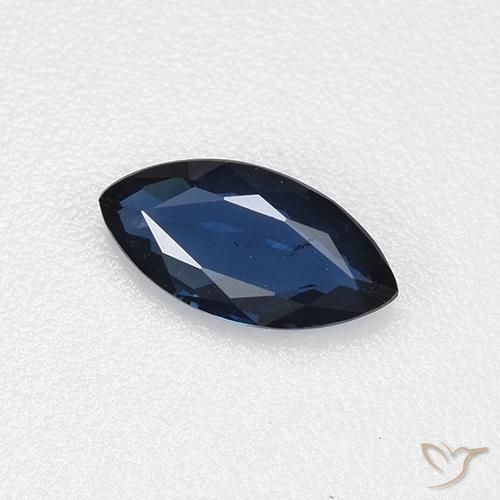 Zaffiro Blu scuro naturale da 0.56 ct, Taglio marquise, VVS-VS
