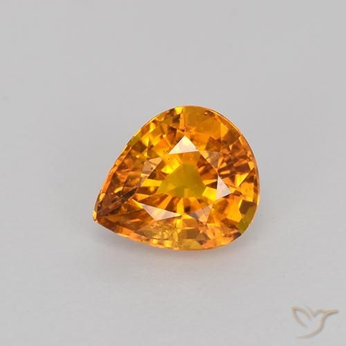 0.77ct Naturale Arancio Medio Zaffiro, Forma a pera, VVS-VS
