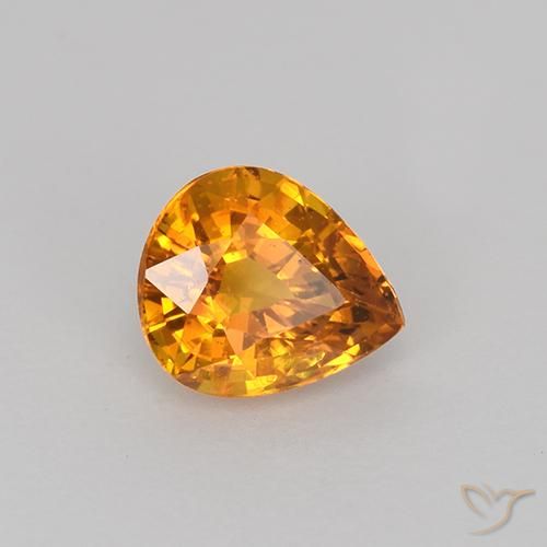 Zaffiro Arancio Medio naturale da 0.77 ct, Forma a pera, VVS-VS