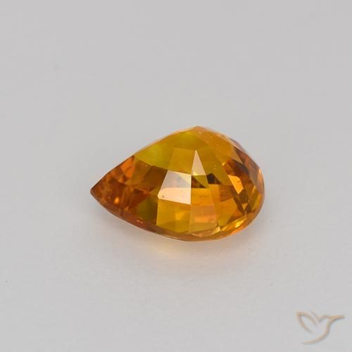 Zaffiro Arancio Medio naturale da 0.77 ct, Forma a pera, VVS-VS