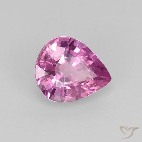 Zaffiro Rosa porpora reale naturale da 0.75 ct, Forma a pera, VVS-VS