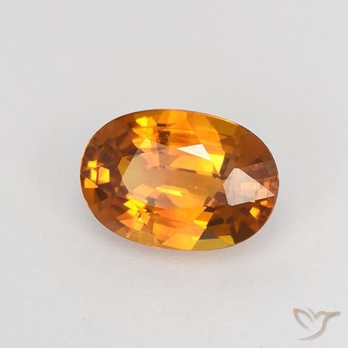 Zaffiro Arancione scuro naturale da 0.77 ct, Ovale, VVS