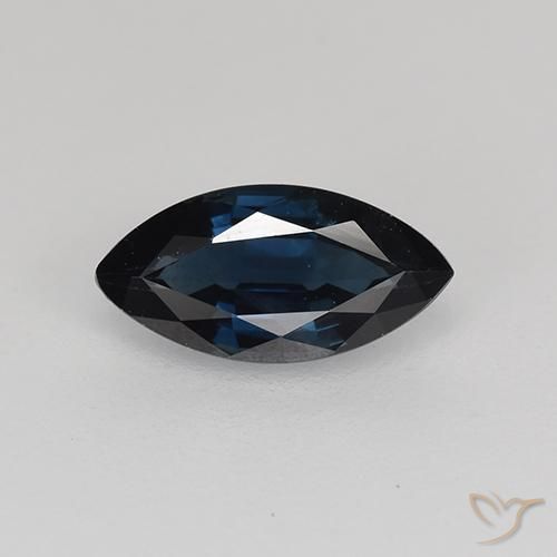 0.69ct Naturale Blu scuro Zaffiro, Taglio marquise, VVS-VS, Photo A