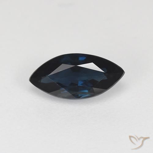 Zaffiro Blu nerastro naturale da 0.77 ct, Taglio marquise, VVS-VS
