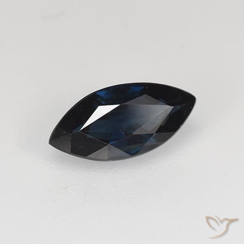 Zaffiro Blu nerastro naturale da 0.77 ct, Taglio marquise, VVS-VS