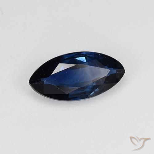 Zaffiro Blu scuro naturale da 0.61 ct, Taglio marquise, VVS-VS