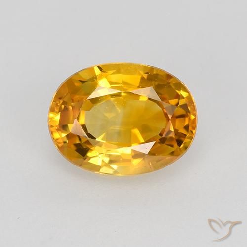 0.86ct Naturale Arancio Dorato Profondo Zaffiro, Ovale, VVS