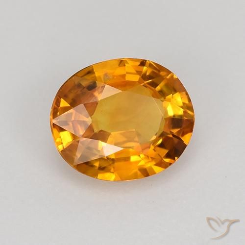 Zaffiro Arancione marroncino naturale da 0.80 ct, Ovale, VVS