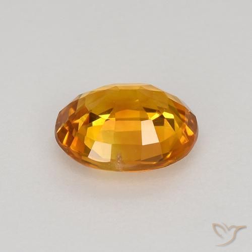 Zaffiro Arancione marroncino naturale da 0.80 ct, Ovale, VVS