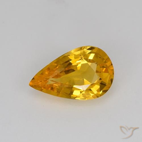 0.64ct Naturale Arancione-Oro medio Zaffiro, Forma a pera, VVS
