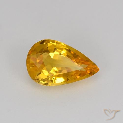 Zaffiro Arancione-Oro medio naturale da 0.64 ct, Forma a pera, VVS