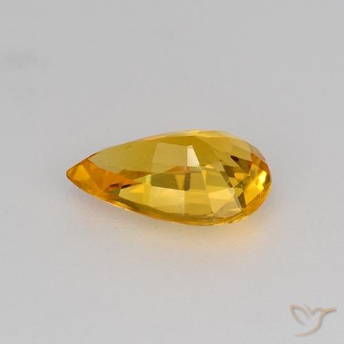Zaffiro Arancione-Oro medio naturale da 0.64 ct, Forma a pera, VVS