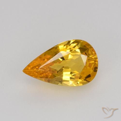 0.75ct Naturale Arancio intenso-OroG Zaffiro, Forma a pera, VVS