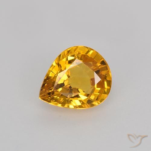 0.70ct Naturale Arancio Dorato Profondo Zaffiro, Forma a pera, VVS