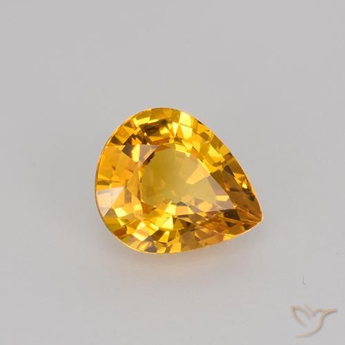 Zaffiro Arancio Dorato Profondo naturale da 0.70 ct, Forma a pera, VVS