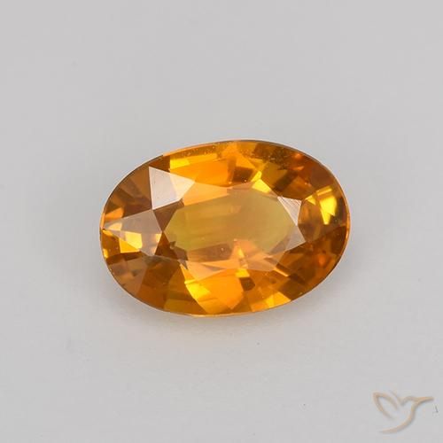 Zaffiro Arancio intenso-OroG naturale da 0.72 ct, Ovale, VVS