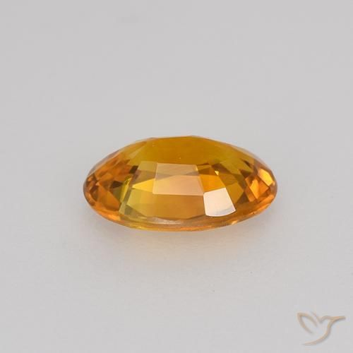 Zaffiro Arancio intenso-OroG naturale da 0.72 ct, Ovale, VVS