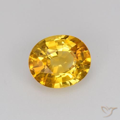 Zaffiro Arancione-Oro medio naturale da 0.84 ct, Ovale, VS