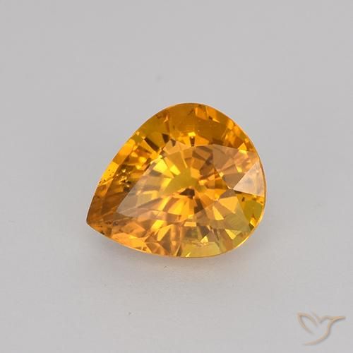 Zaffiro Arancio intenso-OroG naturale da 0.82 ct, Forma a pera, VVS-VS