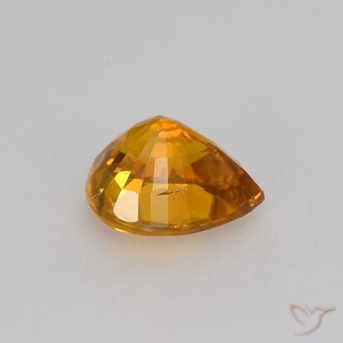 Zaffiro Arancio intenso-OroG naturale da 0.82 ct, Forma a pera, VVS-VS
