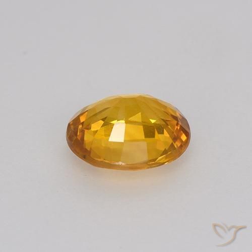 Zaffiro Arancio Scuro-Oro naturale da 0.75 ct, Ovale, VVS-VS