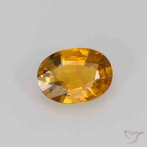 Zaffiro Arancio intenso-OroG naturale da 0.71 ct, Ovale, VVS