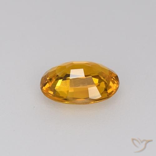 Zaffiro Arancio intenso-OroG naturale da 0.71 ct, Ovale, VVS