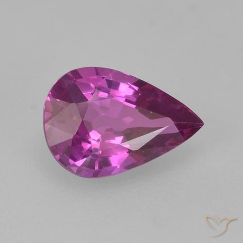 Zaffiro Viola rosato intenso naturale da 0.66 ct, Forma a pera, VS