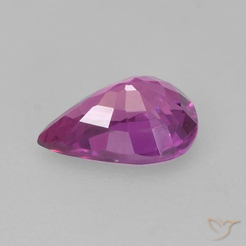 Zaffiro Viola rosato intenso naturale da 0.66 ct, Forma a pera, VS