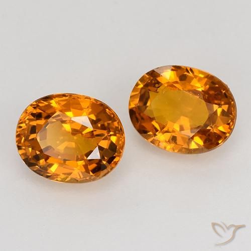 Gemme di Zaffiro Arancione scuro naturale da 1.41 ct, Ovale, VVS-VS
