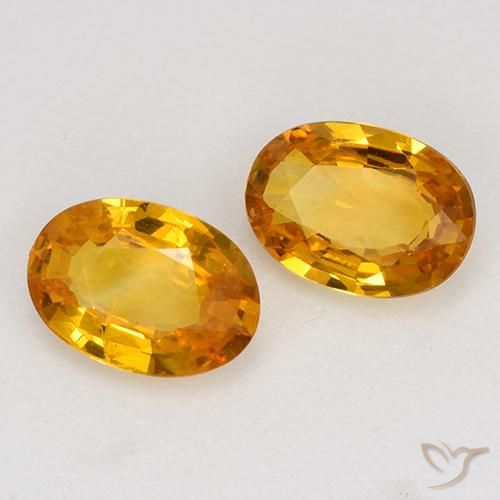 Gemme di Zaffiro Arancio Medio naturale da 1.25 ct, Ovale, VVS-VS