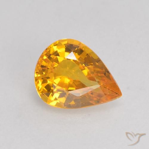0.59ct Naturale Arancio intenso-OroG Zaffiro, Forma a pera, VS