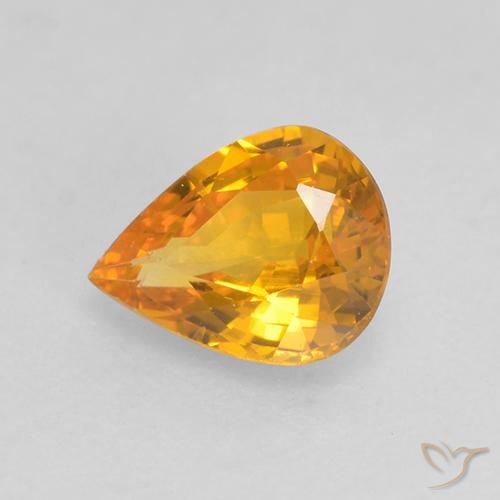 Zaffiro Arancio intenso-OroG naturale da 0.59 ct, Forma a pera, VS