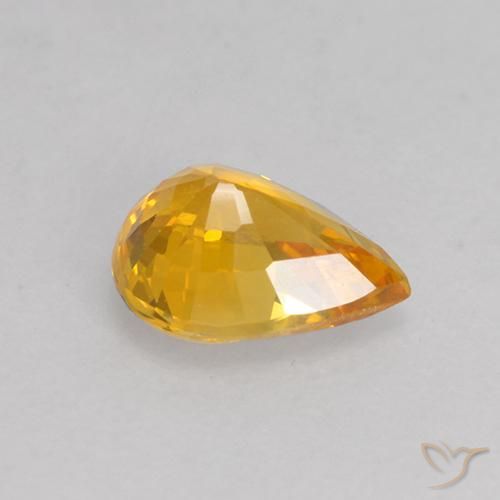 Zaffiro Arancio intenso-OroG naturale da 0.59 ct, Forma a pera, VS