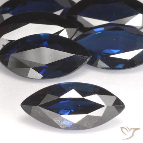 Zaffiro Blu scuro naturale da 1.31 ct, Taglio marquise, VVS-VS