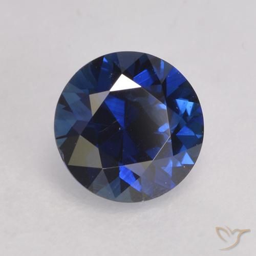 Zaffiro Blu scuro naturale da 0.55 ct, Rotondo, VVS-VS