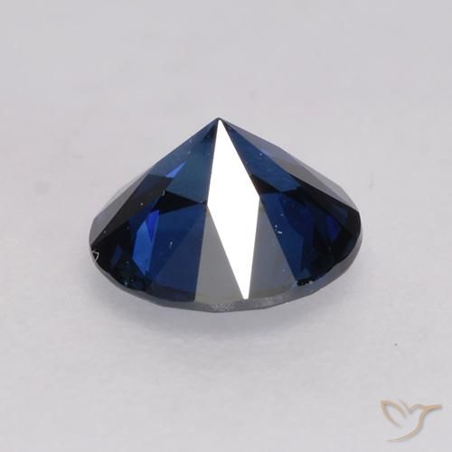 Zaffiro Blu scuro naturale da 0.55 ct, Rotondo, VVS-VS